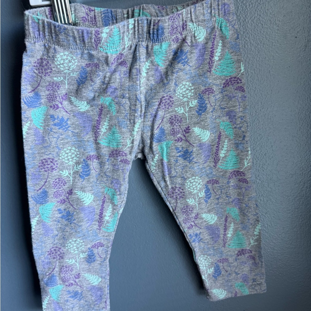 Disney Kids Leggings - Gray with Purple and Blue Patterns